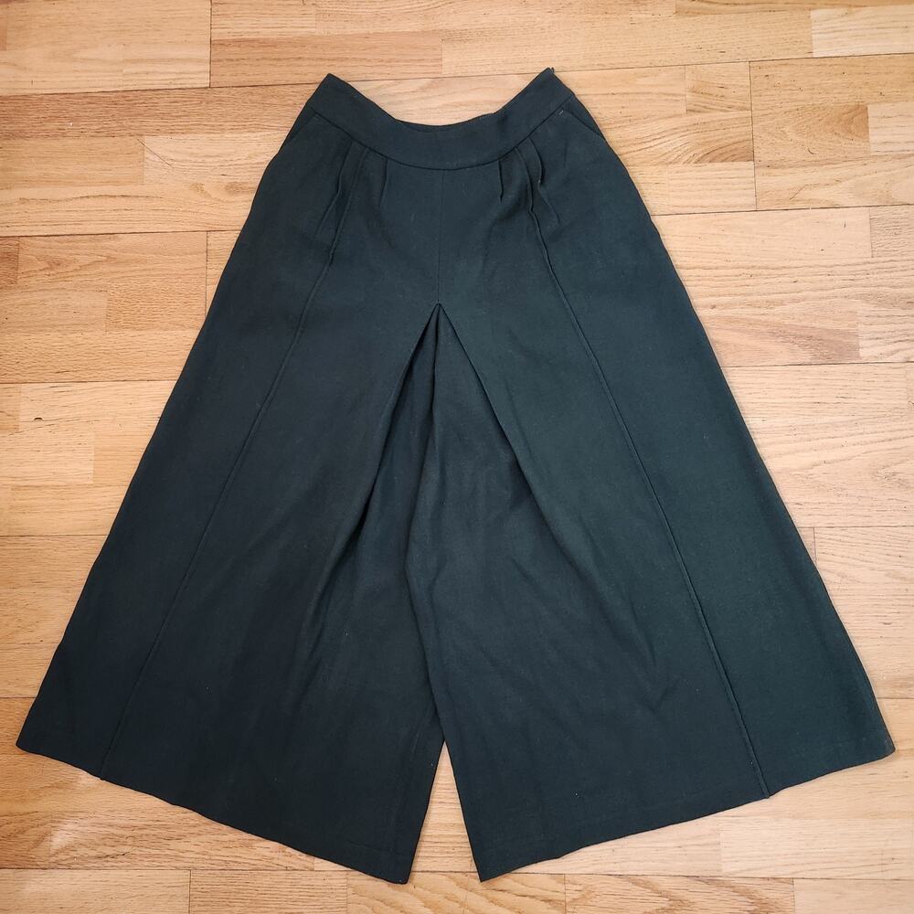 READ Dries Van Noten Pants Size 36 Womens Wide Leg Crop Green Career 92 Wool